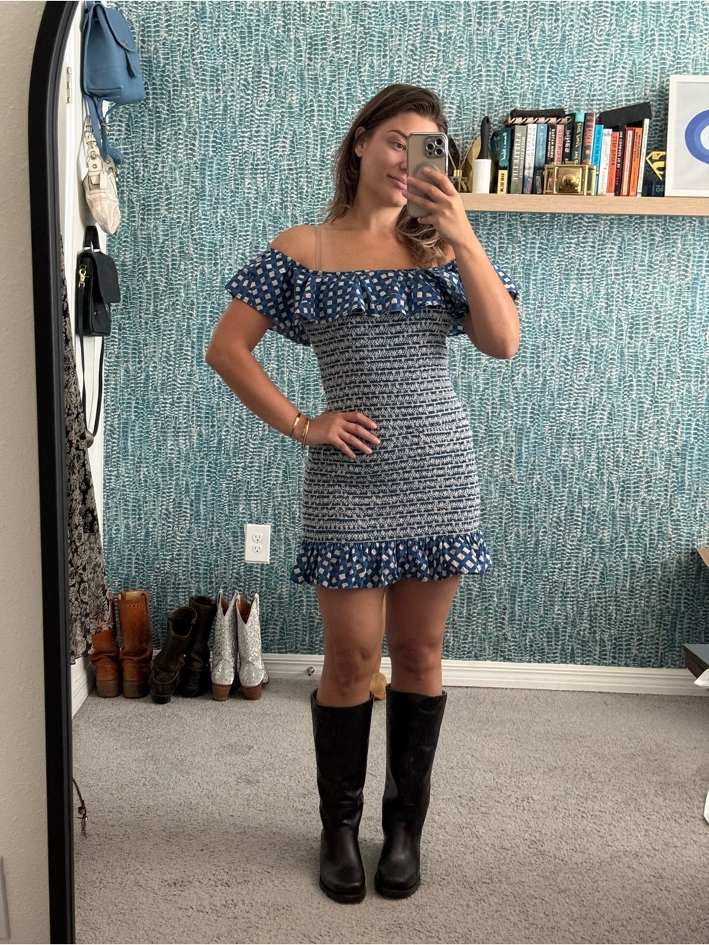 Corey Lynn Calter Anthropologie Off-The-Shoulder Smocked Dress - Picture 5 of 8